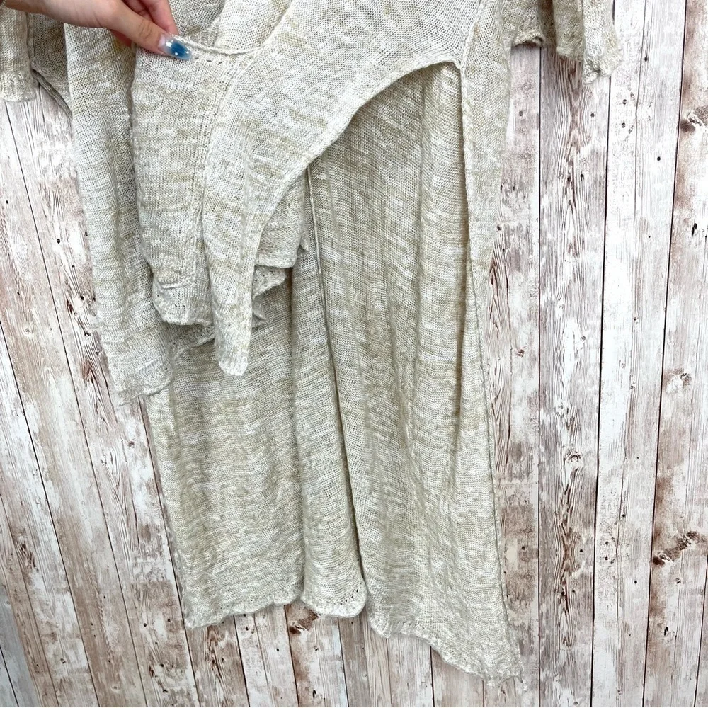 Free People High Low Melange Knit Linen Blend‎ Lightweight Sweater Size Medium